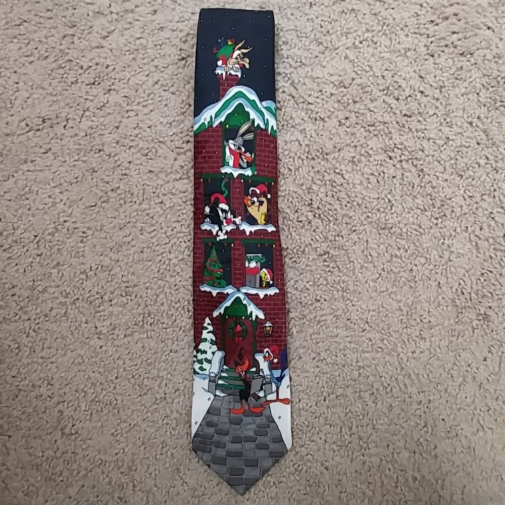 Looney Tunes Mania Bugs Bunny Winter Neck Tie EUC